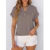 imageANRABESS Womens Short Sleeve Henley Tops V Neck Dressy Casual Blouses Summer Trendy Tee Shirts 2025 Vacation Fashion ClothesGrey Brown