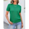 imageANRABESS Womens Short Sleeve Sweaters Wool Blend Crew Neck Sweater Shirts Business Casual Work Tops 2025 Summer OutfitsGreen