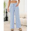 imageANRABESS Womens Striped Gingham Pants 2025 Pajama Drawstring Wide Leg Lounge Plaid Pants Cute Casual Trousers with PocketsBlue White Stripe