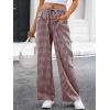 imageANRABESS Womens Striped Gingham Pants 2025 Pajama Drawstring Wide Leg Lounge Plaid Pants Cute Casual Trousers with PocketsBrown White Plaid