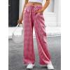 imageANRABESS Womens Striped Gingham Pants 2025 Pajama Drawstring Wide Leg Lounge Plaid Pants Cute Casual Trousers with PocketsRed White Plaid