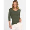 imageANRABESS Womens Tops 34 Sleeve V Neck Ribbed Knit Slim Fit Shirts Basic Tee 2025 Fall Outfits Casual Tshirt Fashion ClothesArmy Green