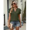 imageANRABESS Womens Tops Dressy Casual Ruffle Short Sleeve V Neck Blouses Summer Button Down Business Work Elegant ShirtsArmy Green