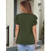 imageANRABESS Womens Tops Dressy Casual Ruffle Short Sleeve V Neck Blouses Summer Button Down Business Work Elegant ShirtsArmy Green