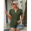 imageANRABESS Womens Tops Dressy Casual Ruffle Short Sleeve V Neck Blouses Summer Button Down Business Work Elegant ShirtsArmy Green