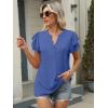 imageANRABESS Womens Tops Dressy Casual Ruffle Short Sleeve V Neck Blouses Summer Button Down Business Work Elegant ShirtsBlue