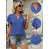 imageANRABESS Womens Tops Dressy Casual Ruffle Short Sleeve V Neck Blouses Summer Button Down Business Work Elegant ShirtsBlue