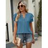imageANRABESS Womens Tops Dressy Casual Ruffle Short Sleeve V Neck Blouses Summer Button Down Business Work Elegant ShirtsBlue Green