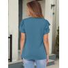 imageANRABESS Womens Tops Dressy Casual Ruffle Short Sleeve V Neck Blouses Summer Button Down Business Work Elegant ShirtsBlue Green