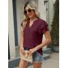 imageANRABESS Womens Tops Dressy Casual Ruffle Short Sleeve V Neck Blouses Summer Button Down Business Work Elegant ShirtsBurgundy