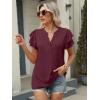 imageANRABESS Womens Tops Dressy Casual Ruffle Short Sleeve V Neck Blouses Summer Button Down Business Work Elegant ShirtsBurgundy