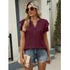 imageANRABESS Womens Tops Dressy Casual Ruffle Short Sleeve V Neck Blouses Summer Button Down Business Work Elegant ShirtsBurgundy