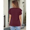 imageANRABESS Womens Tops Dressy Casual Ruffle Short Sleeve V Neck Blouses Summer Button Down Business Work Elegant ShirtsBurgundy