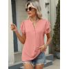 imageANRABESS Womens Tops Dressy Casual Ruffle Short Sleeve V Neck Blouses Summer Button Down Business Work Elegant ShirtsCoral