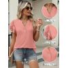 imageANRABESS Womens Tops Dressy Casual Ruffle Short Sleeve V Neck Blouses Summer Button Down Business Work Elegant ShirtsCoral