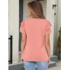 imageANRABESS Womens Tops Dressy Casual Ruffle Short Sleeve V Neck Blouses Summer Button Down Business Work Elegant ShirtsCoral