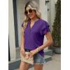imageANRABESS Womens Tops Dressy Casual Ruffle Short Sleeve V Neck Blouses Summer Button Down Business Work Elegant ShirtsDeep Purple