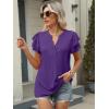 imageANRABESS Womens Tops Dressy Casual Ruffle Short Sleeve V Neck Blouses Summer Button Down Business Work Elegant ShirtsDeep Purple