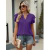 imageANRABESS Womens Tops Dressy Casual Ruffle Short Sleeve V Neck Blouses Summer Button Down Business Work Elegant ShirtsDeep Purple