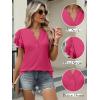 imageANRABESS Womens Tops Dressy Casual Ruffle Short Sleeve V Neck Blouses Summer Button Down Business Work Elegant ShirtsHot Pink