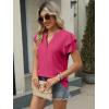 imageANRABESS Womens Tops Dressy Casual Ruffle Short Sleeve V Neck Blouses Summer Button Down Business Work Elegant ShirtsHot Pink