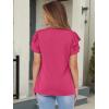 imageANRABESS Womens Tops Dressy Casual Ruffle Short Sleeve V Neck Blouses Summer Button Down Business Work Elegant ShirtsHot Pink