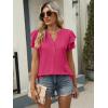 imageANRABESS Womens Tops Dressy Casual Ruffle Short Sleeve V Neck Blouses Summer Button Down Business Work Elegant ShirtsHot Pink