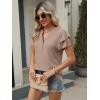 imageANRABESS Womens Tops Dressy Casual Ruffle Short Sleeve V Neck Blouses Summer Button Down Business Work Elegant ShirtsKhaki
