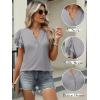 imageANRABESS Womens Tops Dressy Casual Ruffle Short Sleeve V Neck Blouses Summer Button Down Business Work Elegant ShirtsLight Grey