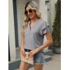 imageANRABESS Womens Tops Dressy Casual Ruffle Short Sleeve V Neck Blouses Summer Button Down Business Work Elegant ShirtsLight Grey