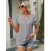 imageANRABESS Womens Tops Dressy Casual Ruffle Short Sleeve V Neck Blouses Summer Button Down Business Work Elegant ShirtsLight Grey
