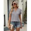 imageANRABESS Womens Tops Dressy Casual Ruffle Short Sleeve V Neck Blouses Summer Button Down Business Work Elegant ShirtsLight Grey