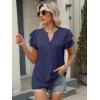 imageANRABESS Womens Tops Dressy Casual Ruffle Short Sleeve V Neck Blouses Summer Button Down Business Work Elegant ShirtsNavy Blue