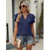 imageANRABESS Womens Tops Dressy Casual Ruffle Short Sleeve V Neck Blouses Summer Button Down Business Work Elegant ShirtsNavy Blue