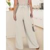 imageANRABESS Womens Wide Leg Palazzo Pants Belted High Waisted Business Casual Flowy Long Trousers with PocketsBeige