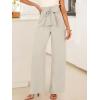 imageANRABESS Womens Wide Leg Palazzo Pants Belted High Waisted Business Casual Flowy Long Trousers with PocketsBeige