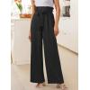 imageANRABESS Womens Wide Leg Palazzo Pants Belted High Waisted Business Casual Flowy Long Trousers with PocketsBlack