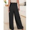 imageANRABESS Womens Wide Leg Palazzo Pants Belted High Waisted Business Casual Flowy Long Trousers with PocketsBlack