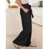 imageANRABESS Womens Wide Leg Palazzo Pants Belted High Waisted Business Casual Flowy Long Trousers with PocketsBlack