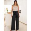 imageANRABESS Womens Wide Leg Palazzo Pants Belted High Waisted Business Casual Flowy Long Trousers with PocketsBlack