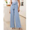 imageANRABESS Womens Wide Leg Palazzo Pants Belted High Waisted Business Casual Flowy Long Trousers with PocketsBlue