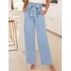 imageANRABESS Womens Wide Leg Palazzo Pants Belted High Waisted Business Casual Flowy Long Trousers with PocketsBlue
