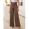 imageANRABESS Womens Wide Leg Palazzo Pants Belted High Waisted Business Casual Flowy Long Trousers with PocketsBrown