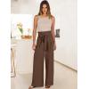 imageANRABESS Womens Wide Leg Palazzo Pants Belted High Waisted Business Casual Flowy Long Trousers with PocketsBrown