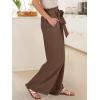 imageANRABESS Womens Wide Leg Palazzo Pants Belted High Waisted Business Casual Flowy Long Trousers with PocketsBrown