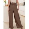 imageANRABESS Womens Wide Leg Palazzo Pants Belted High Waisted Business Casual Flowy Long Trousers with PocketsBrown