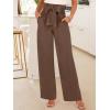 imageANRABESS Womens Wide Leg Palazzo Pants Belted High Waisted Business Casual Flowy Long Trousers with PocketsBrown
