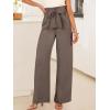 imageANRABESS Womens Wide Leg Palazzo Pants Belted High Waisted Business Casual Flowy Long Trousers with PocketsCoffee