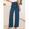 imageANRABESS Womens Wide Leg Palazzo Pants Belted High Waisted Business Casual Flowy Long Trousers with PocketsDeep Bule