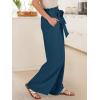 imageANRABESS Womens Wide Leg Palazzo Pants Belted High Waisted Business Casual Flowy Long Trousers with PocketsDeep Bule
